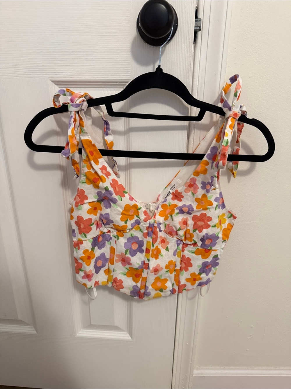 Pepper Mayo Floral Tie Shoulder Corset Top